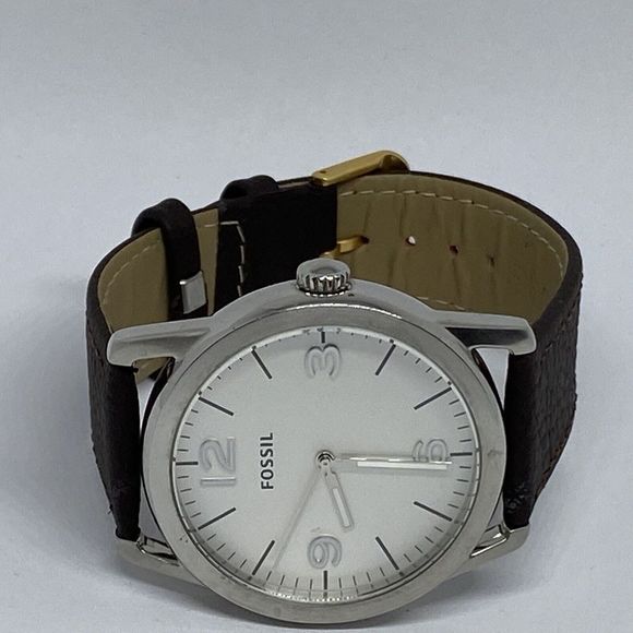 Fossil BQ2442 Men's Brown Leather Analog White Dial Quartz Genuine Watch W94 - Picture 7 of 12